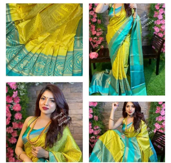 Yellow_Self_Design_Kanjivaram_Silk_Saree_with_Saree_Cover